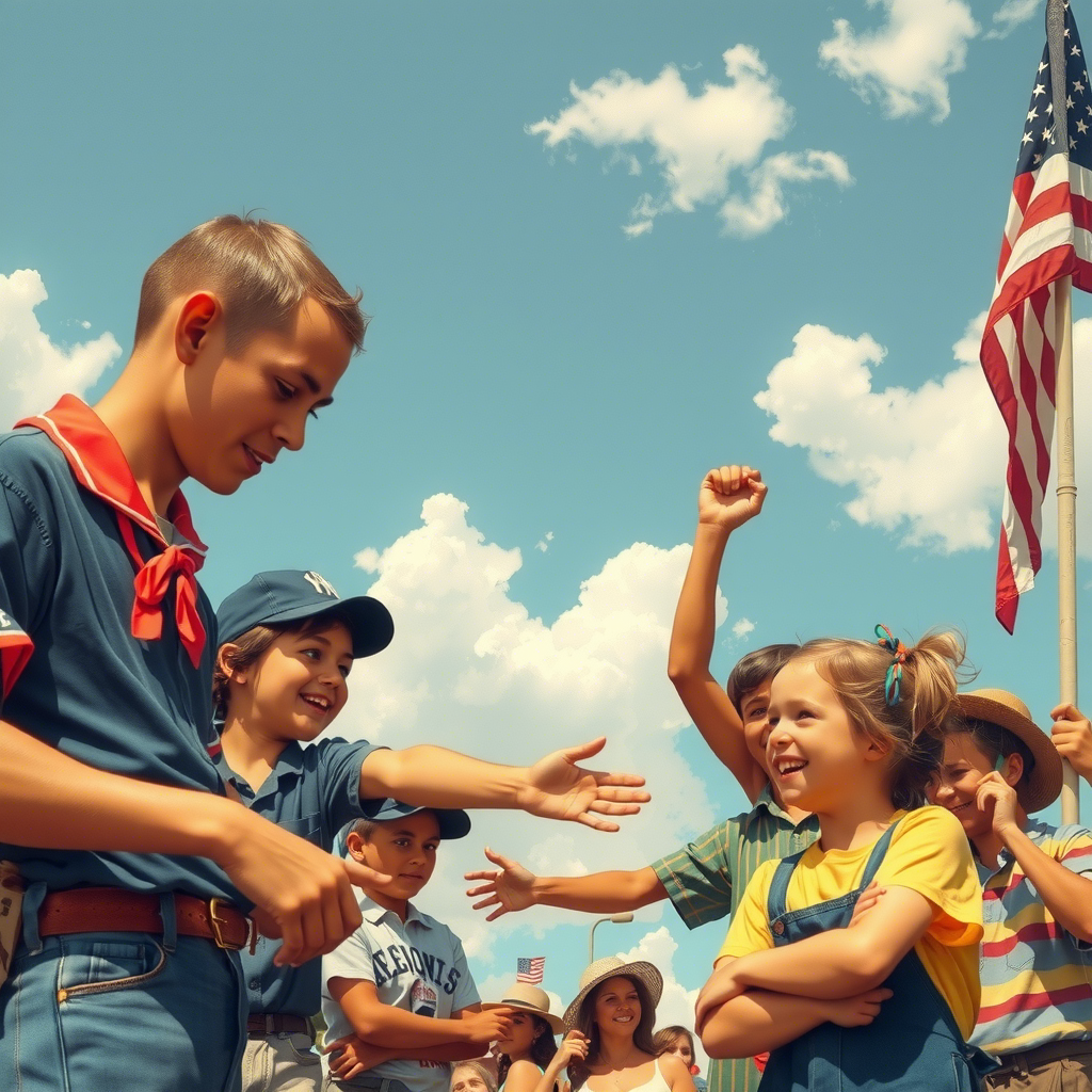 《前进的时代》 (The Age of Progress) - 诺曼·罗克威尔（Norman Rockwell）创作，展现了美国社会进步的场景。