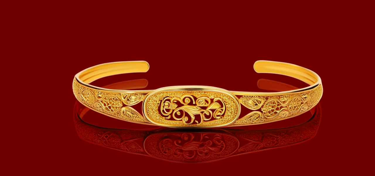 复古黄金手镯图片