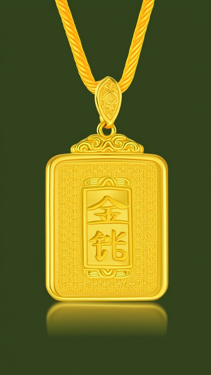 黄金吊坠绳子图片