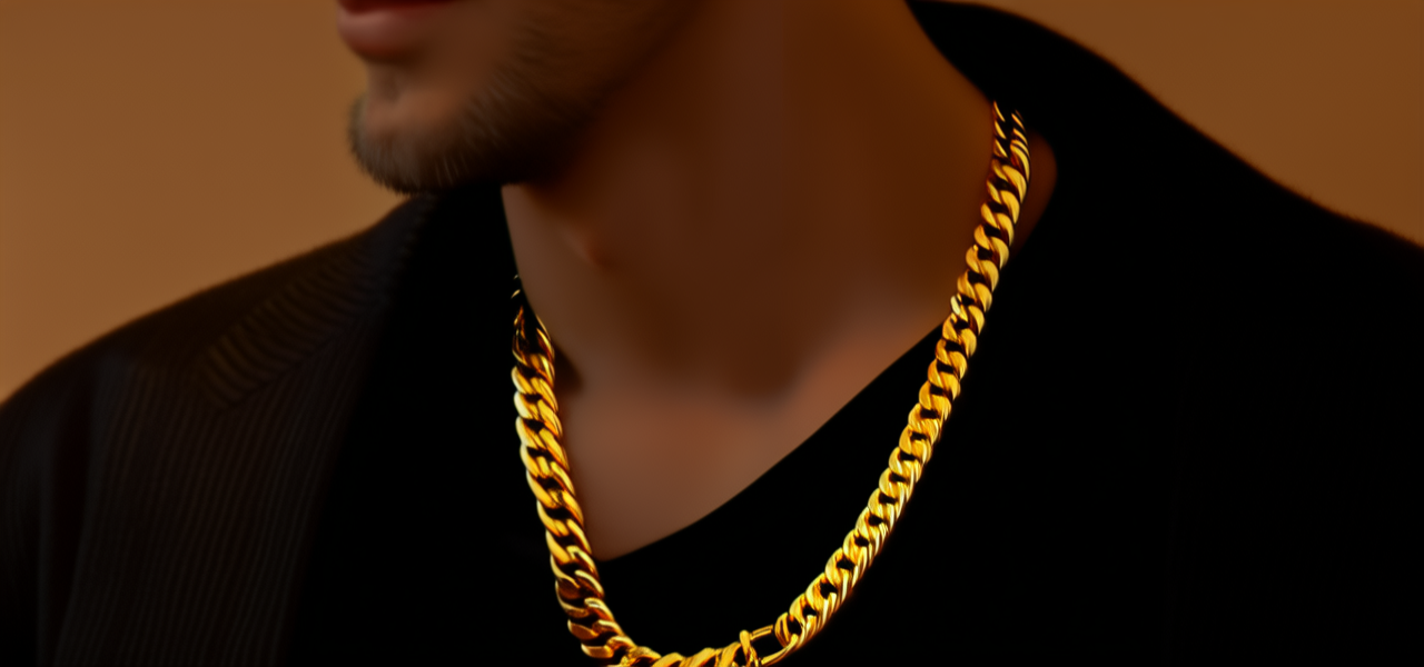 黄金男士项链图片