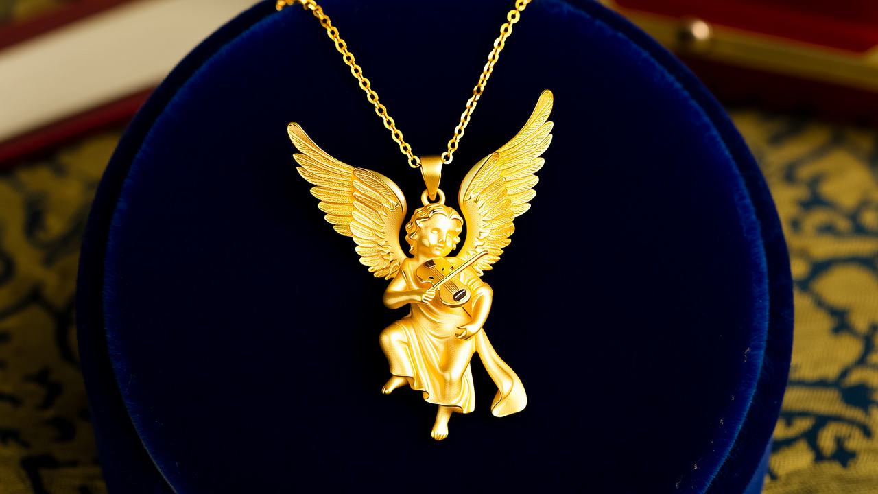 小天使吊坠黄金图片