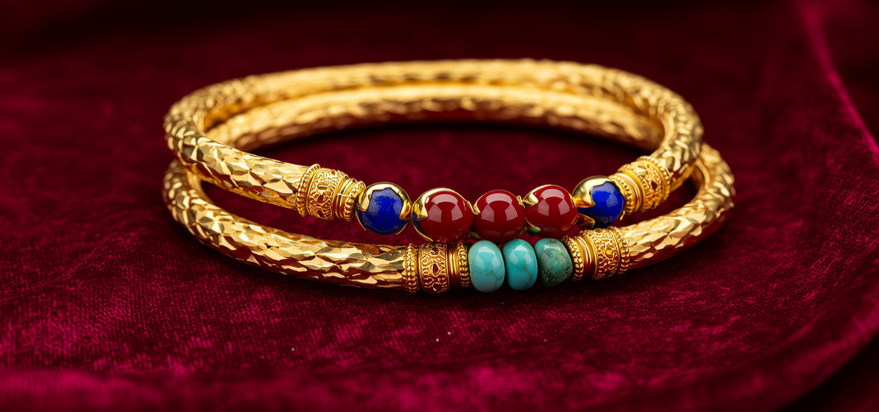 黄金配珠子手链图片