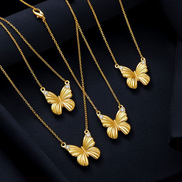 黄金蝴蝶项链图片大全