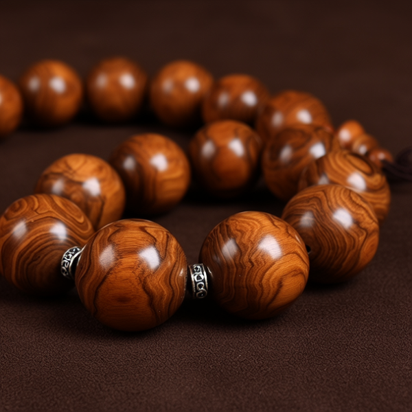 黄金檀木手串包浆图片